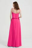 Spaghetti Straps Chiffon Bridesmaid Dress Formal Evening Floor Length Dresses Gowns