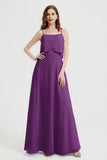 Spaghetti Straps Chiffon Bridesmaid Dress Formal Evening Floor Length Dresses Gowns