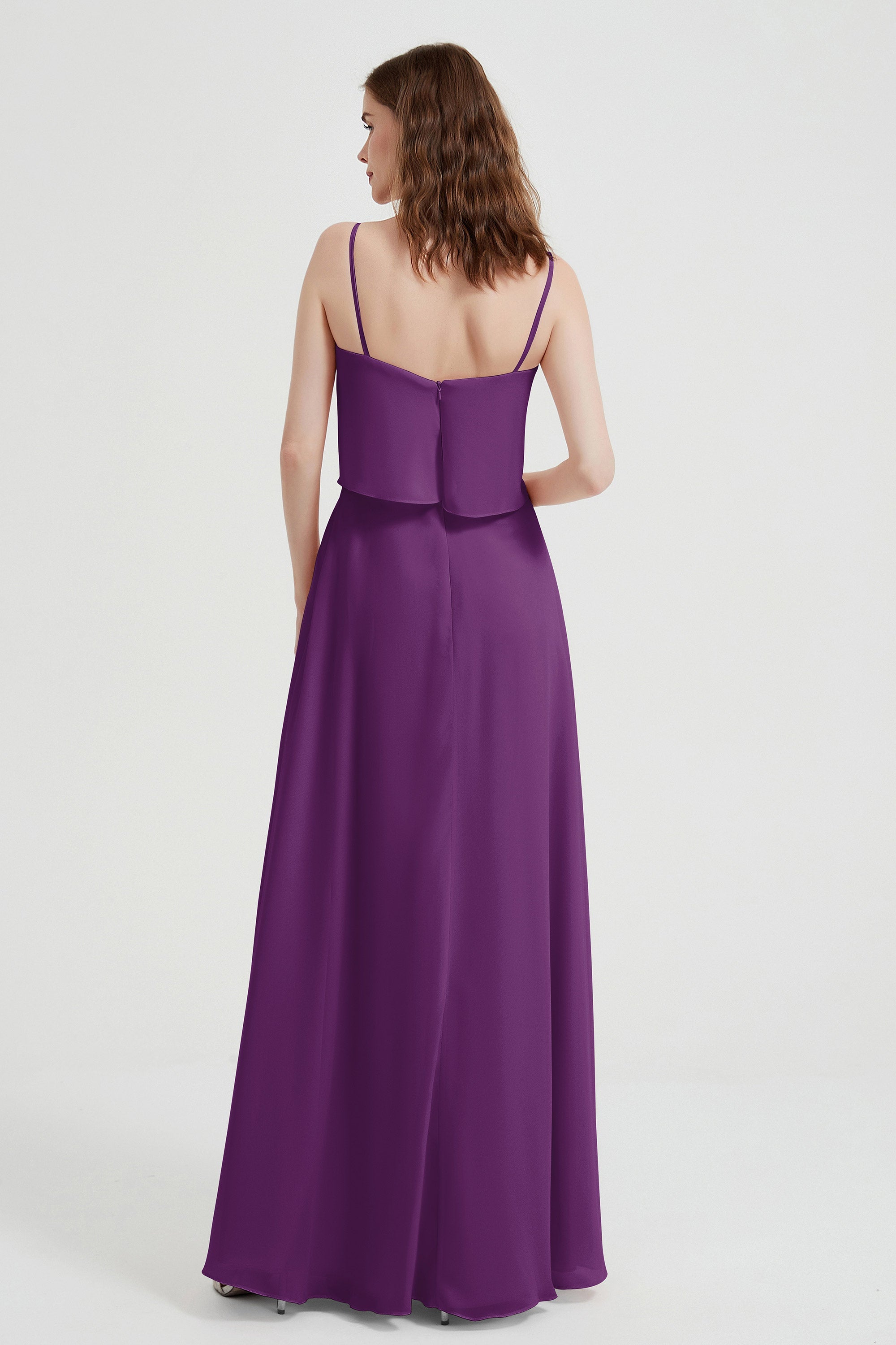 Spaghetti Straps Chiffon Bridesmaid Dress Formal Evening Floor Length Dresses Gowns