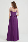 Spaghetti Straps Chiffon Bridesmaid Dress Formal Evening Floor Length Dresses Gowns