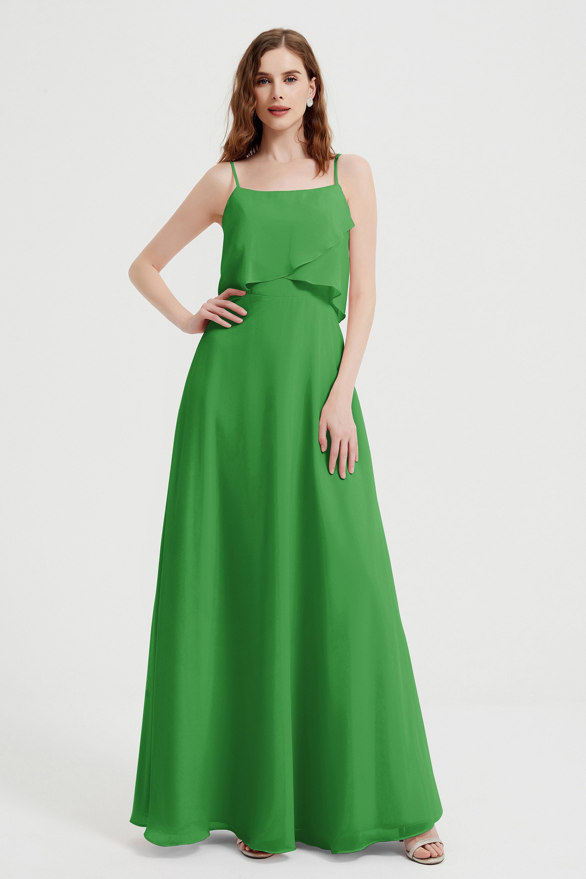Spaghetti Straps Chiffon Bridesmaid Dress Formal Evening Floor Length Dresses Gowns