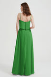 Spaghetti Straps Chiffon Bridesmaid Dress Formal Evening Floor Length Dresses Gowns