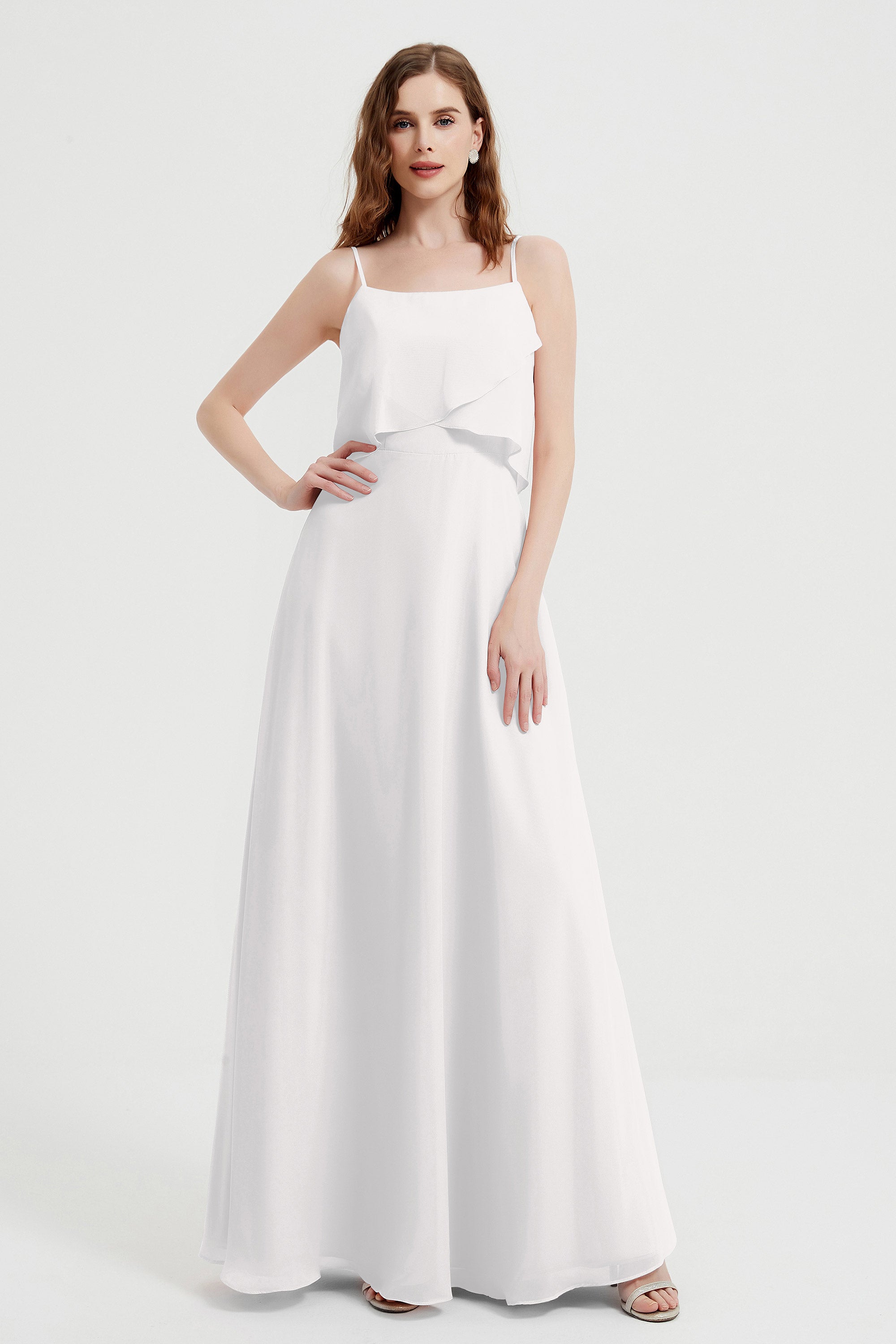 Spaghetti Straps Chiffon Bridesmaid Dress Formal Evening Floor Length Dresses Gowns