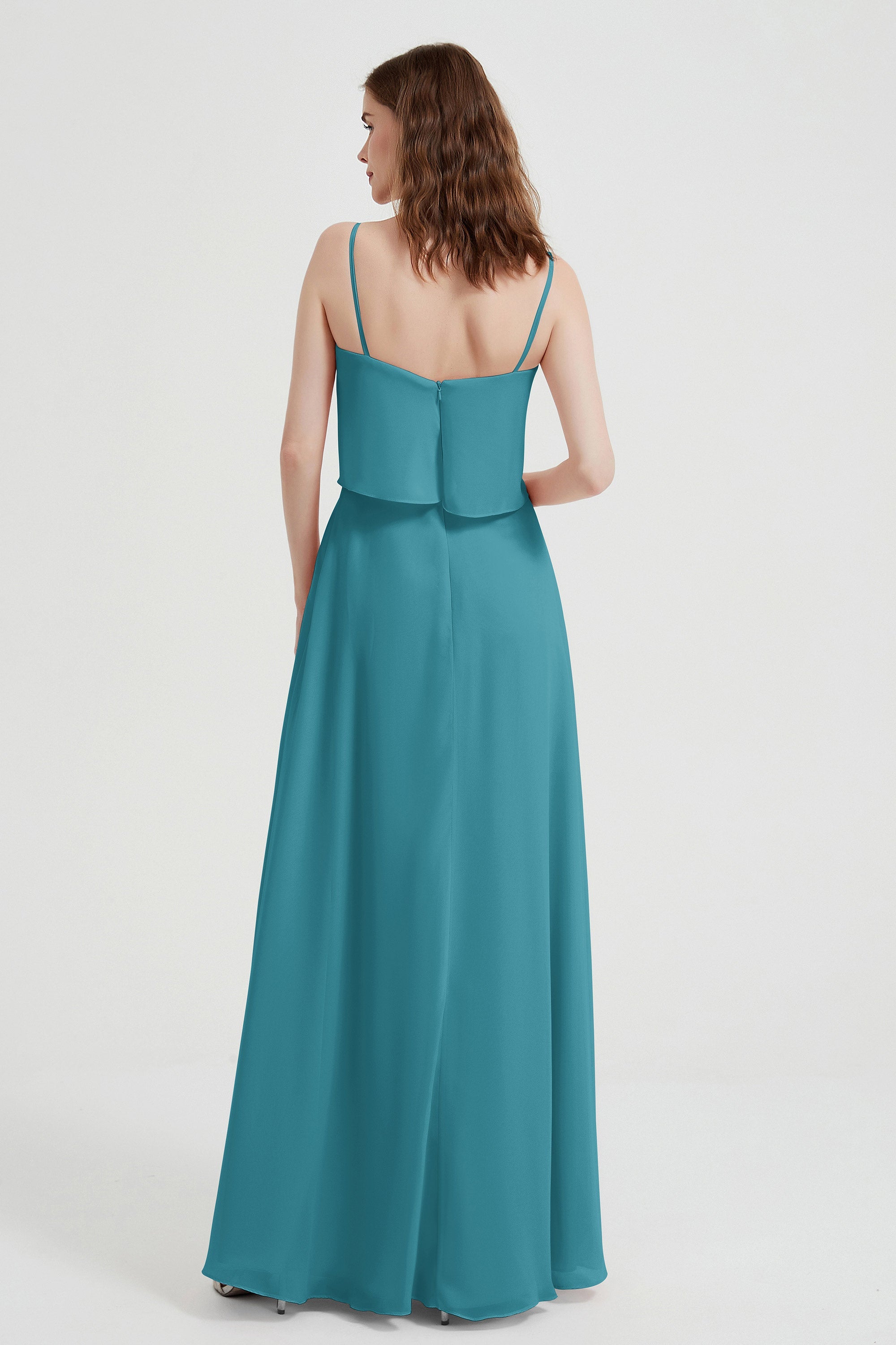 Spaghetti Straps Chiffon Bridesmaid Dress Formal Evening Floor Length Dresses Gowns