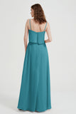 Spaghetti Straps Chiffon Bridesmaid Dress Formal Evening Floor Length Dresses Gowns