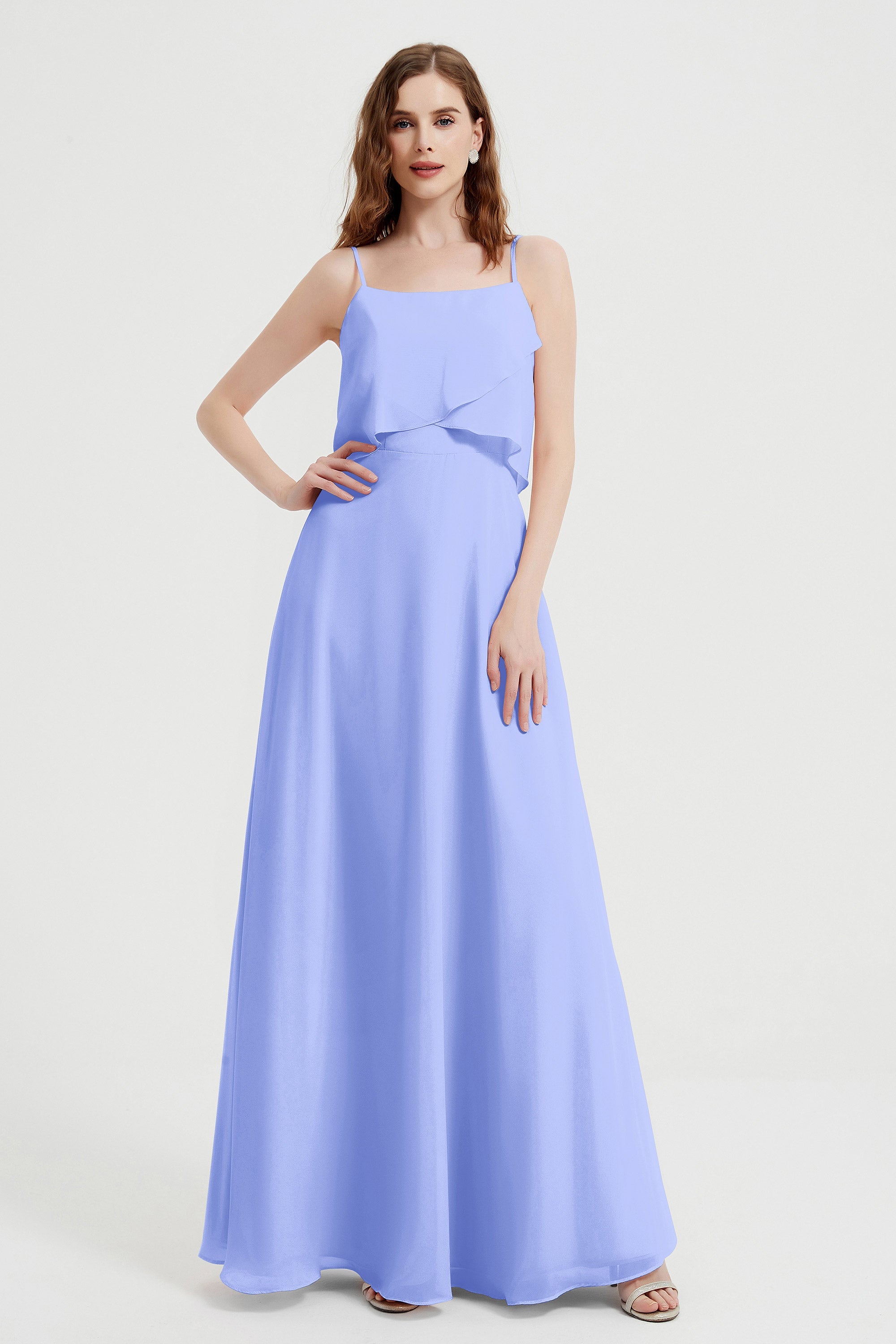 Spaghetti Straps Chiffon Bridesmaid Dress Formal Evening Floor Length Dresses Gowns