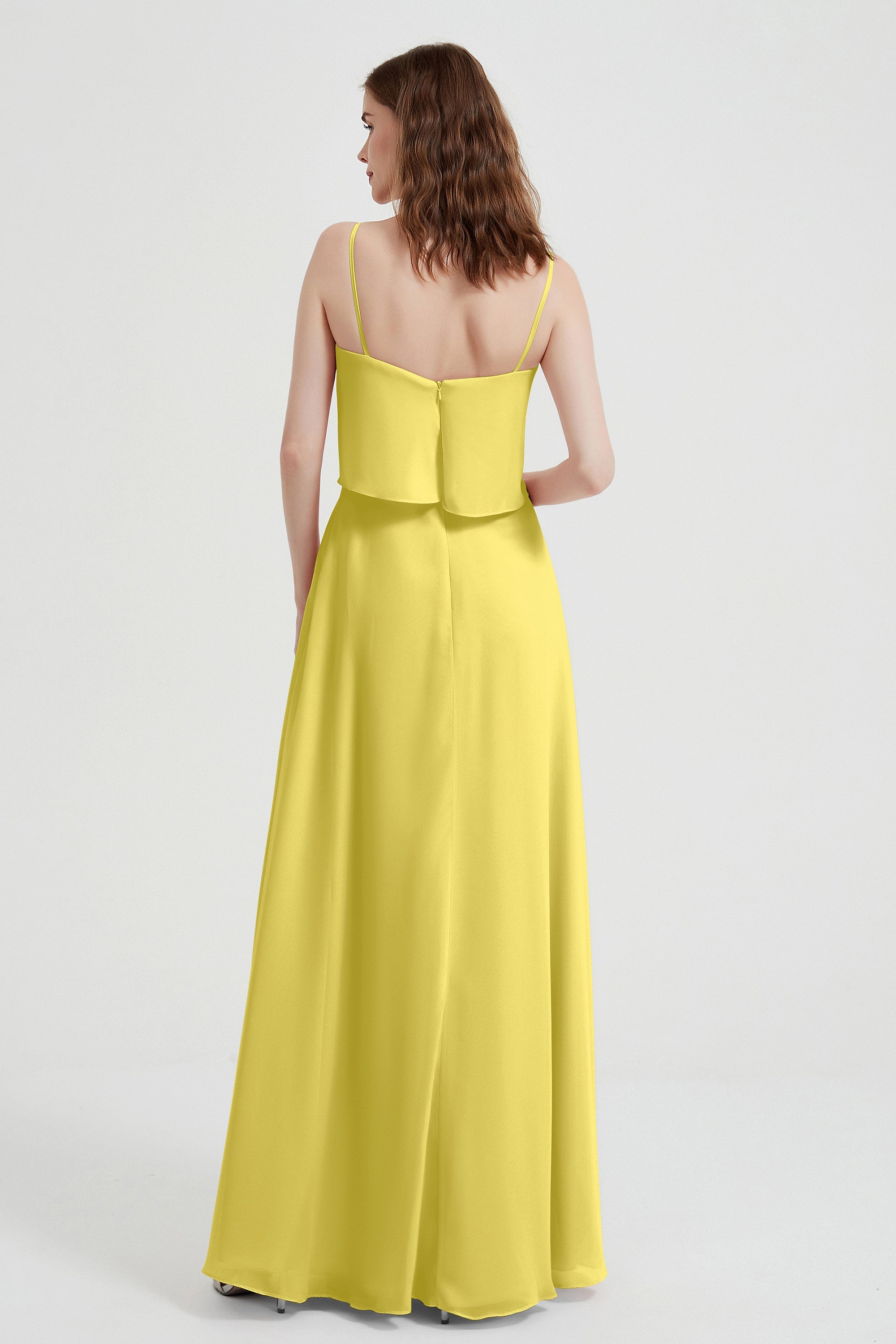 Spaghetti Straps Chiffon Bridesmaid Dress Formal Evening Floor Length Dresses Gowns