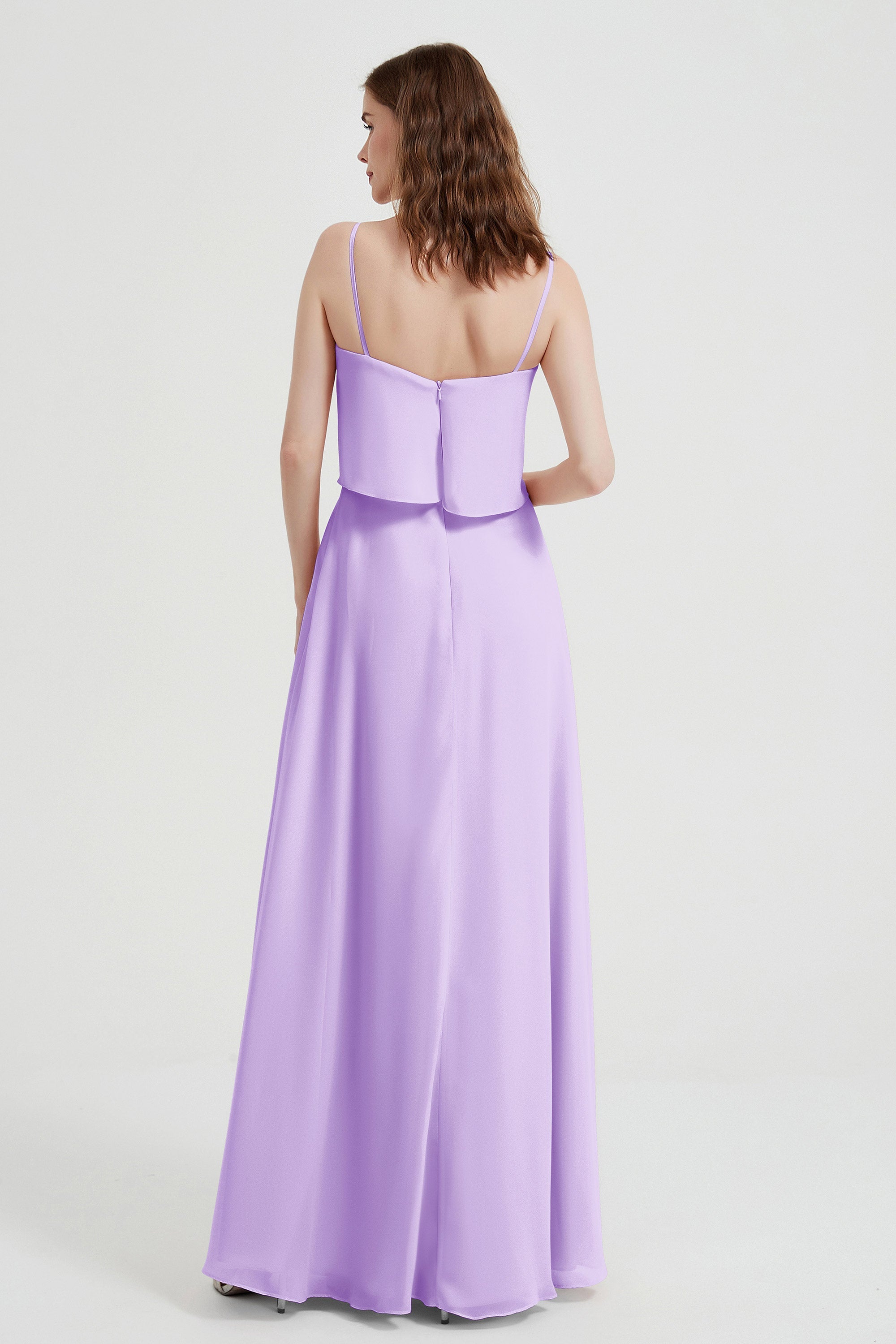 Spaghetti Straps Chiffon Bridesmaid Dress Formal Evening Floor Length Dresses Gowns