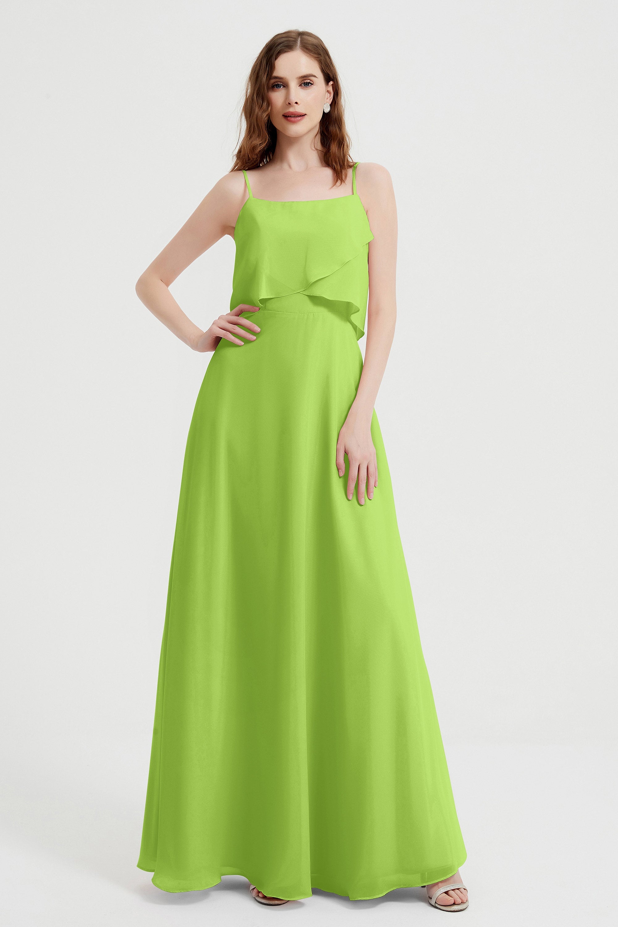 Spaghetti Straps Chiffon Bridesmaid Dress Formal Evening Floor Length Dresses Gowns