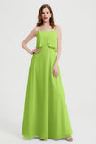 Spaghetti Straps Chiffon Bridesmaid Dress Formal Evening Floor Length Dresses Gowns