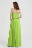 Spaghetti Straps Chiffon Bridesmaid Dress Formal Evening Floor Length Dresses Gowns