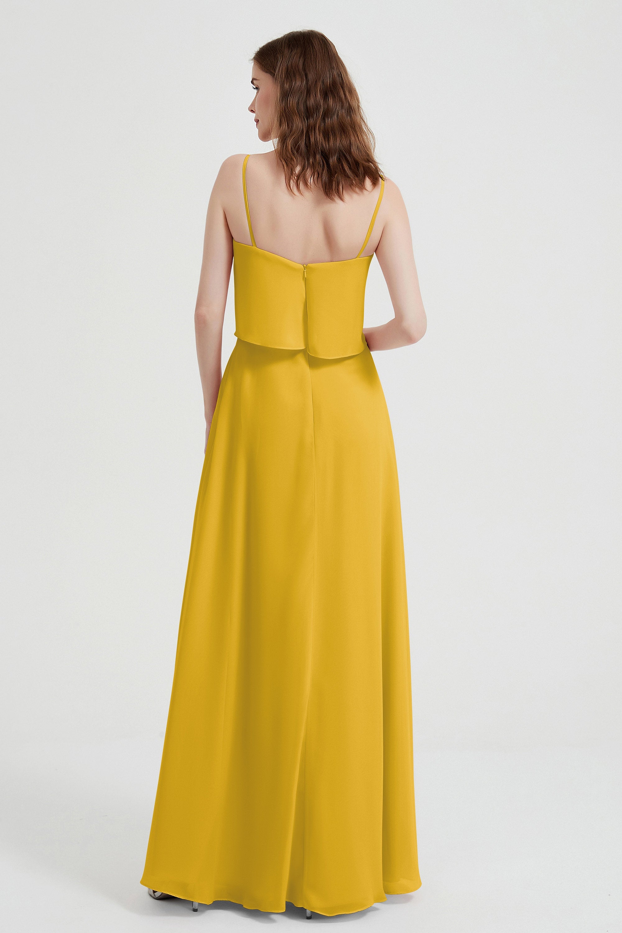 Spaghetti Straps Chiffon Bridesmaid Dress Formal Evening Floor Length Dresses Gowns