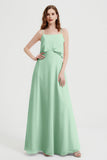 Spaghetti Straps Chiffon Bridesmaid Dress Formal Evening Floor Length Dresses Gowns
