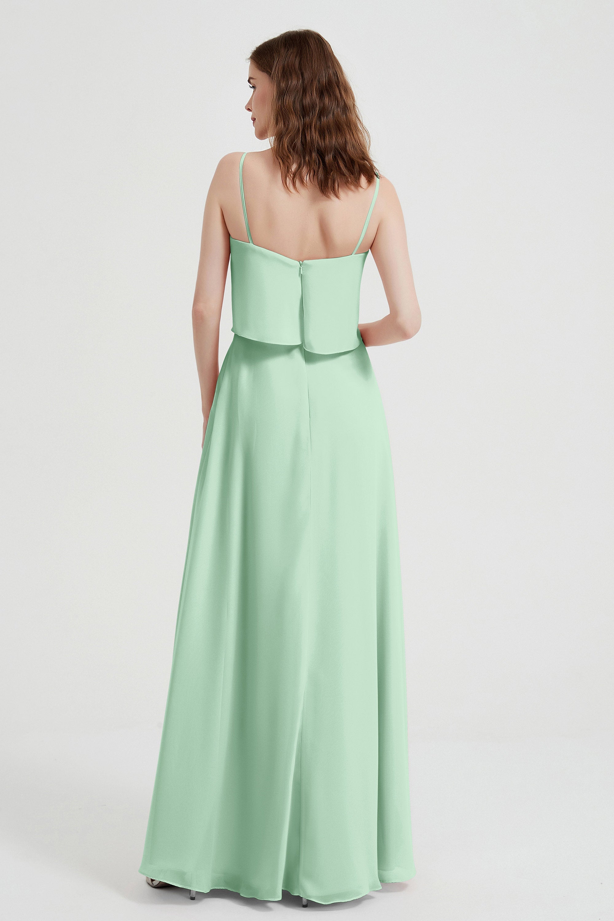 Spaghetti Straps Chiffon Bridesmaid Dress Formal Evening Floor Length Dresses Gowns