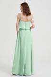 Spaghetti Straps Chiffon Bridesmaid Dress Formal Evening Floor Length Dresses Gowns