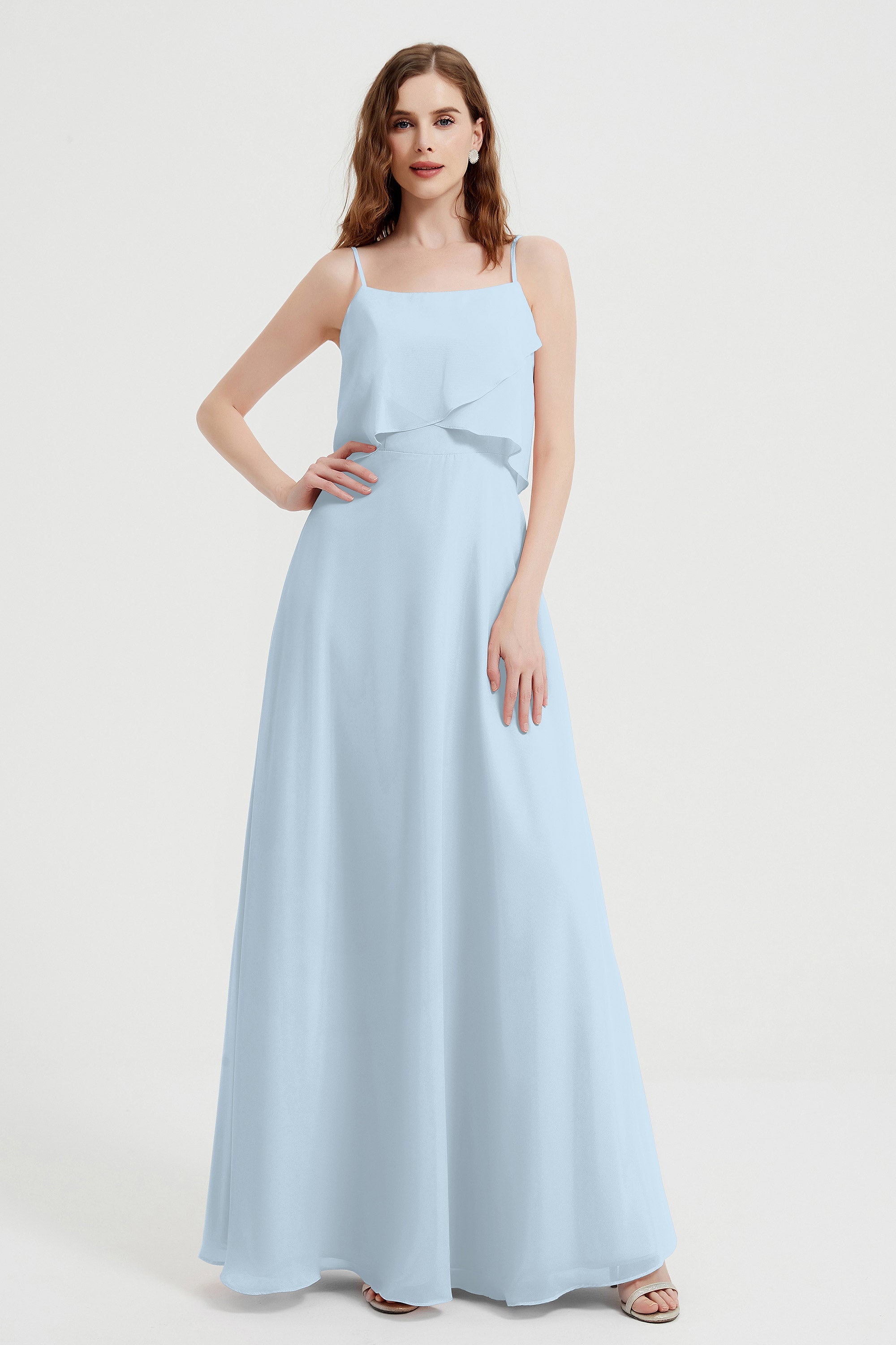 Spaghetti Straps Chiffon Bridesmaid Dress Formal Evening Floor Length Dresses Gowns