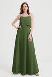 Spaghetti Straps Chiffon Bridesmaid Dress Formal Evening Floor Length Dresses Gowns