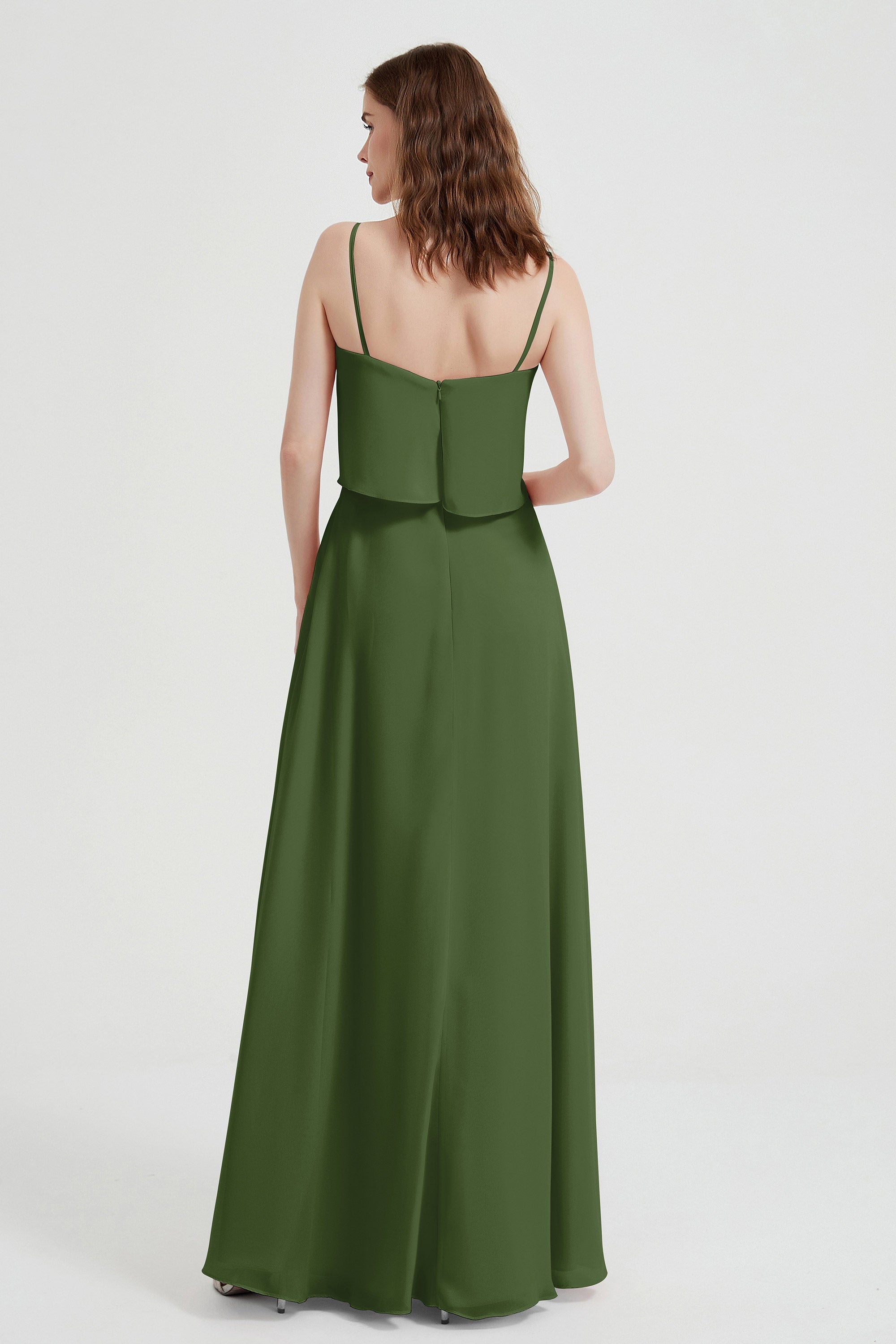 Spaghetti Straps Chiffon Bridesmaid Dress Formal Evening Floor Length Dresses Gowns