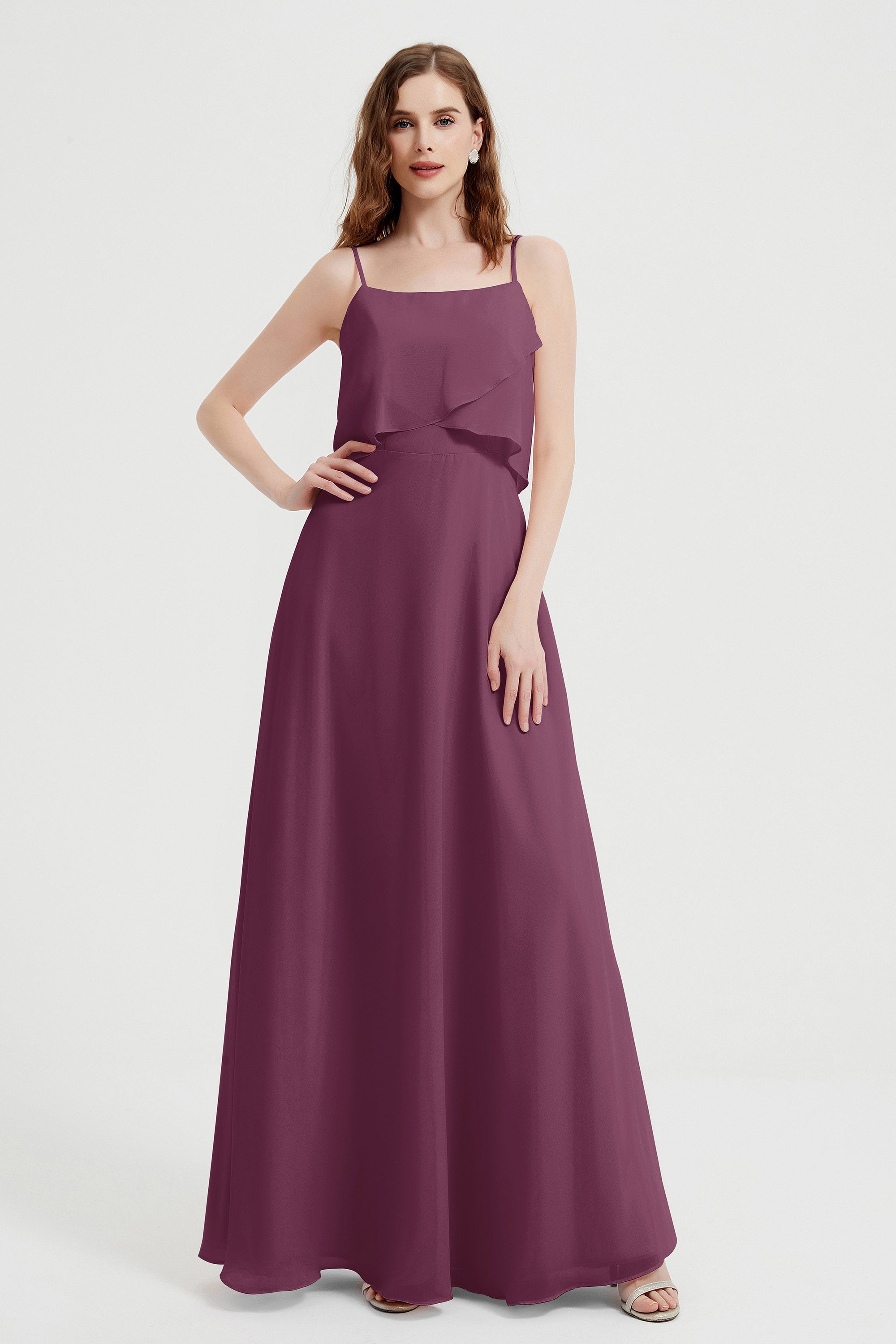 Spaghetti Straps Chiffon Bridesmaid Dress Formal Evening Floor Length Dresses Gowns