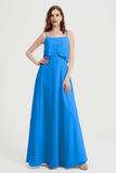 Spaghetti Straps Chiffon Bridesmaid Dress Formal Evening Floor Length Dresses Gowns