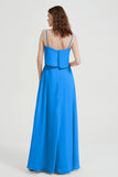 Spaghetti Straps Chiffon Bridesmaid Dress Formal Evening Floor Length Dresses Gowns