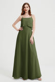 Spaghetti Straps Chiffon Bridesmaid Dress Formal Evening Floor Length Dresses Gowns