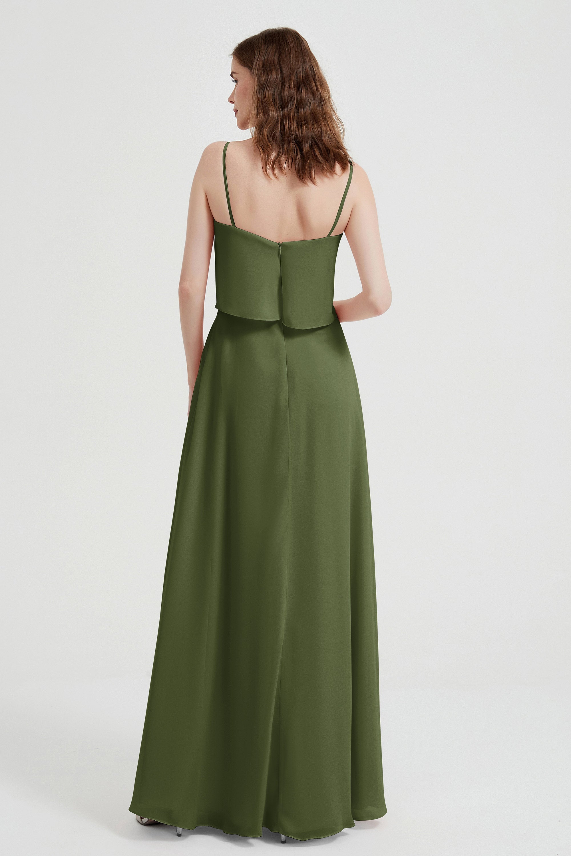Spaghetti Straps Chiffon Bridesmaid Dress Formal Evening Floor Length Dresses Gowns