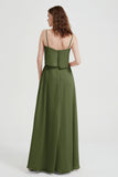 Spaghetti Straps Chiffon Bridesmaid Dress Formal Evening Floor Length Dresses Gowns