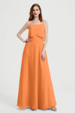 Spaghetti Straps Chiffon Bridesmaid Dress Formal Evening Floor Length Dresses Gowns