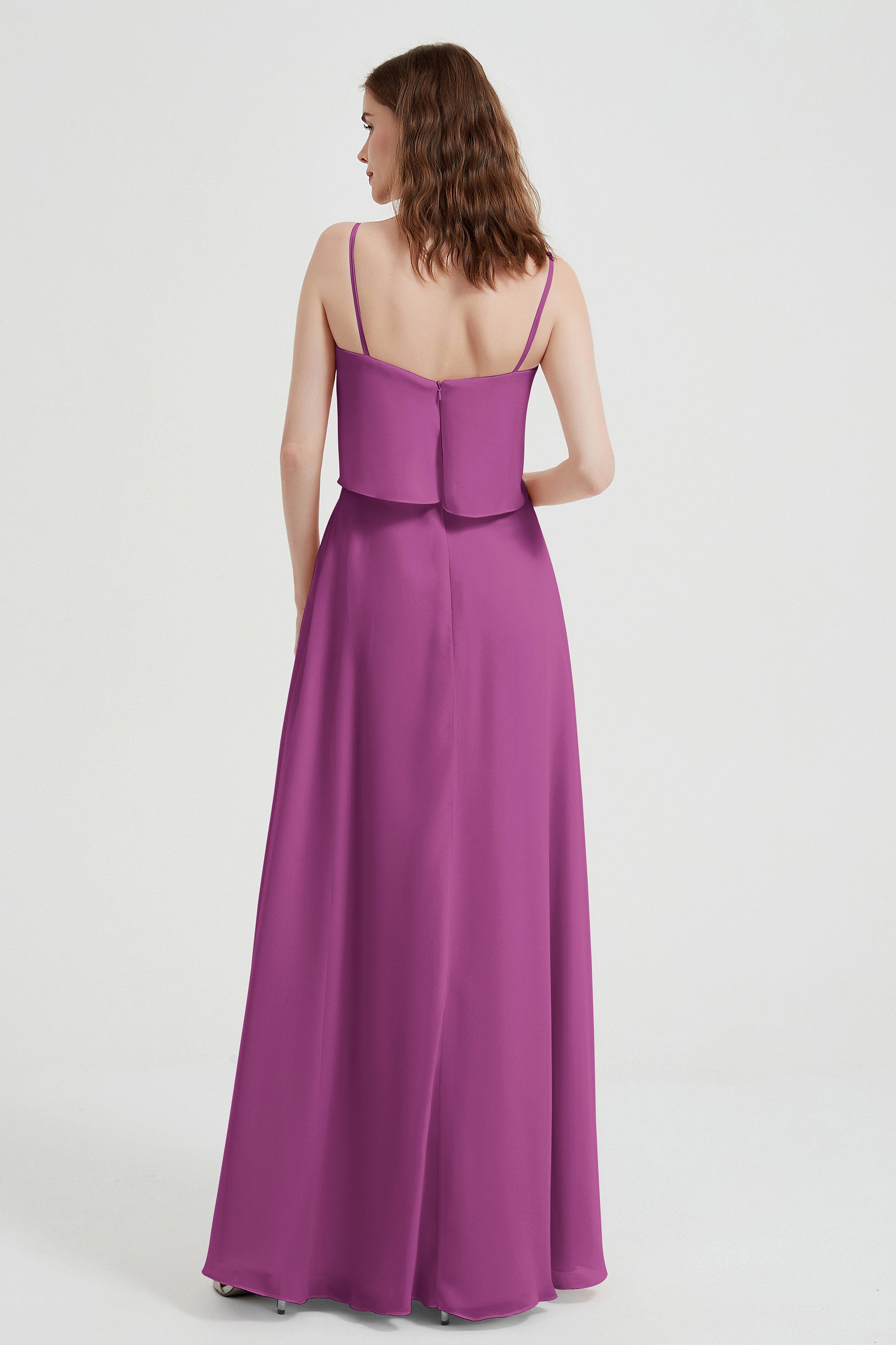 Spaghetti Straps Chiffon Bridesmaid Dress Formal Evening Floor Length Dresses Gowns