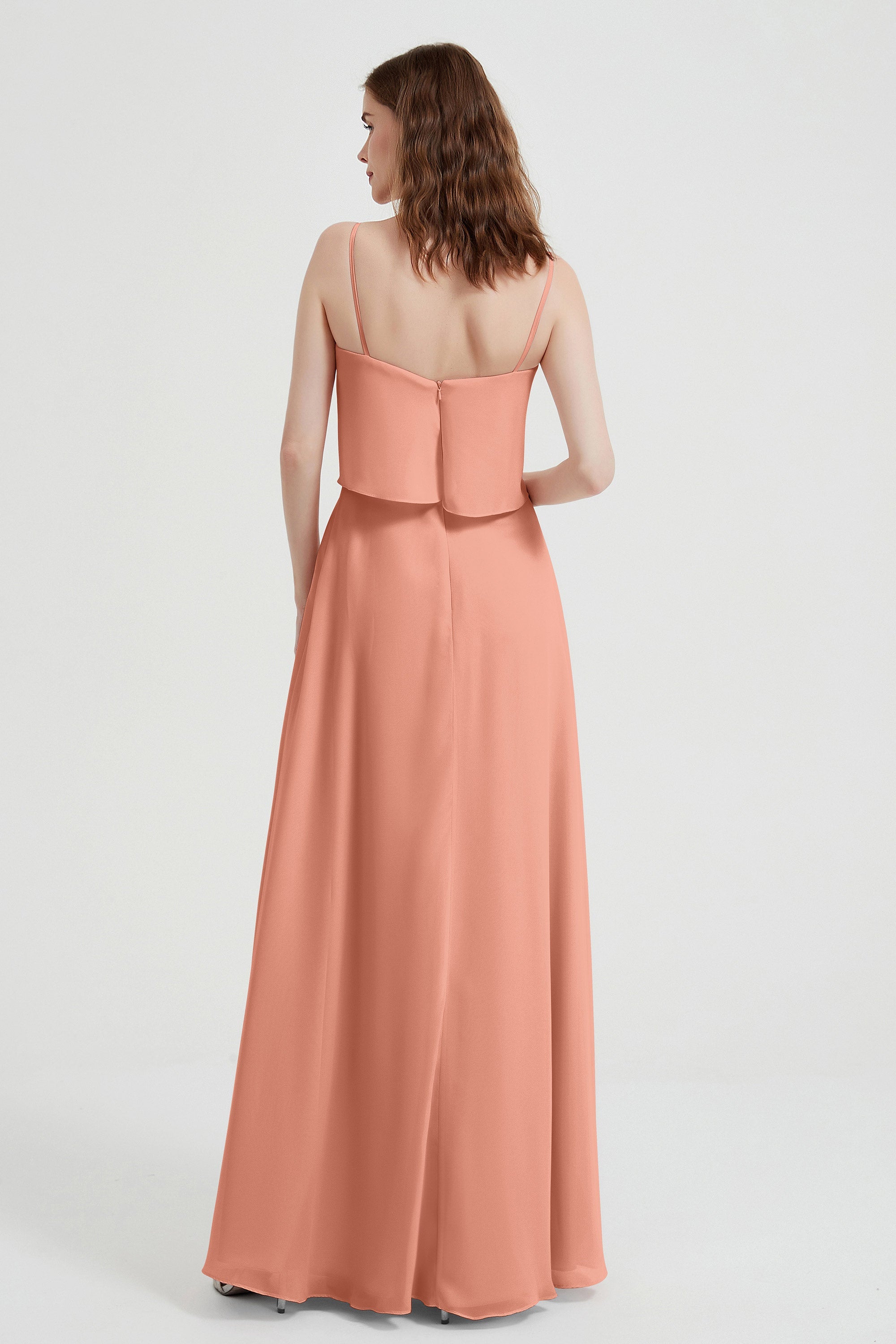 Spaghetti Straps Chiffon Bridesmaid Dress Formal Evening Floor Length Dresses Gowns