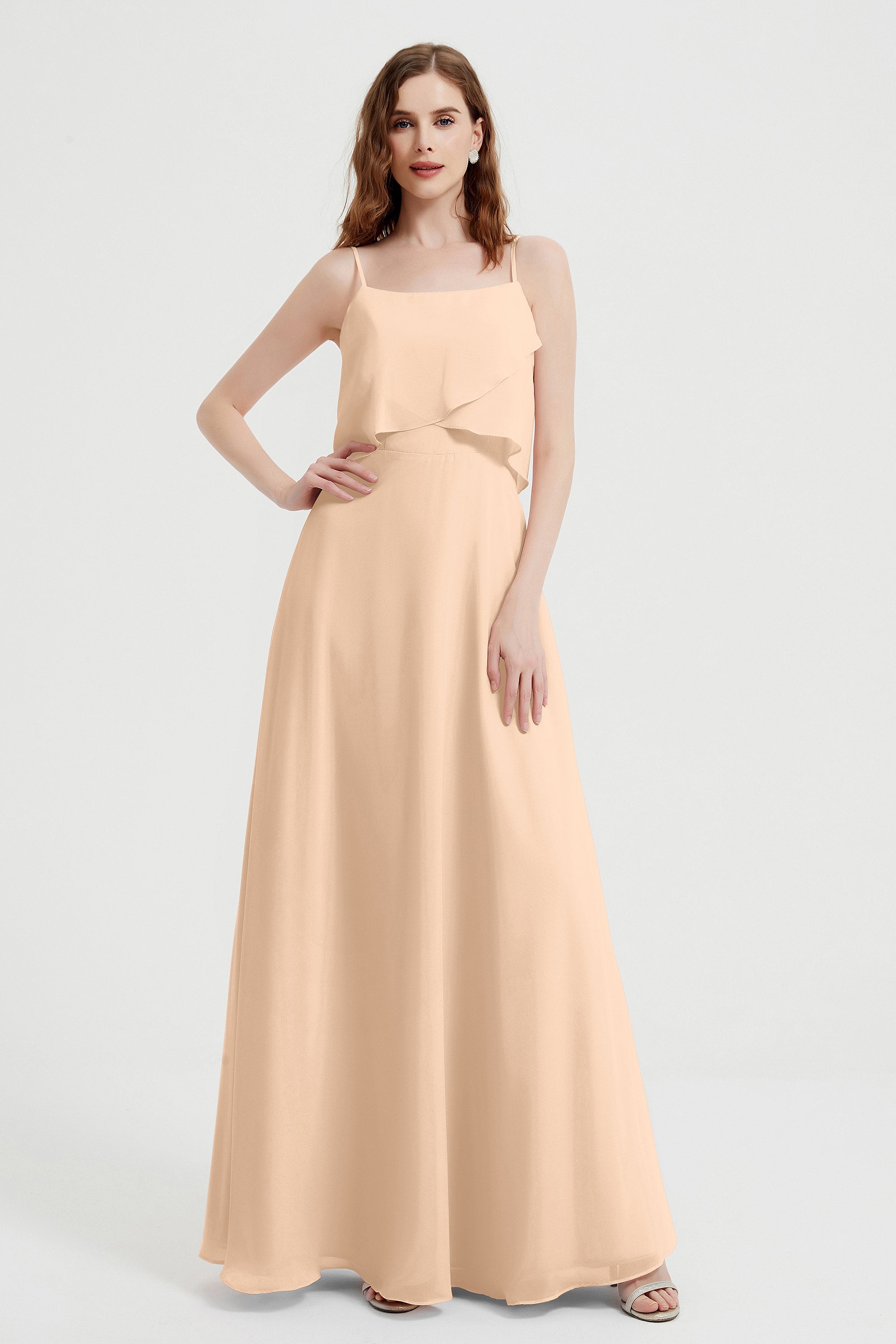 Spaghetti Straps Chiffon Bridesmaid Dress Formal Evening Floor Length Dresses Gowns
