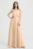 Spaghetti Straps Chiffon Bridesmaid Dress Formal Evening Floor Length Dresses Gowns