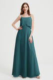 Spaghetti Straps Chiffon Bridesmaid Dress Formal Evening Floor Length Dresses Gowns