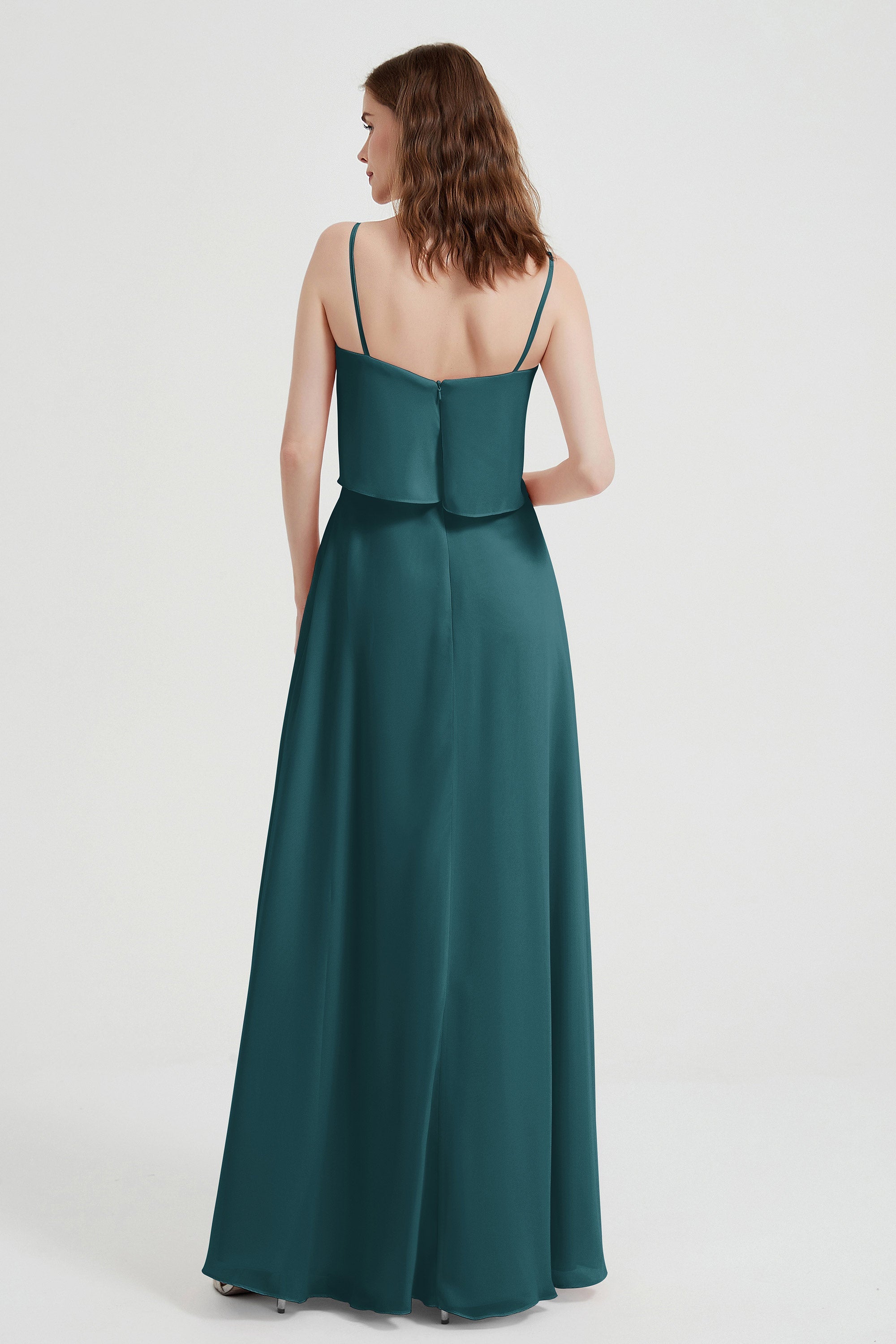 Spaghetti Straps Chiffon Bridesmaid Dress Formal Evening Floor Length Dresses Gowns