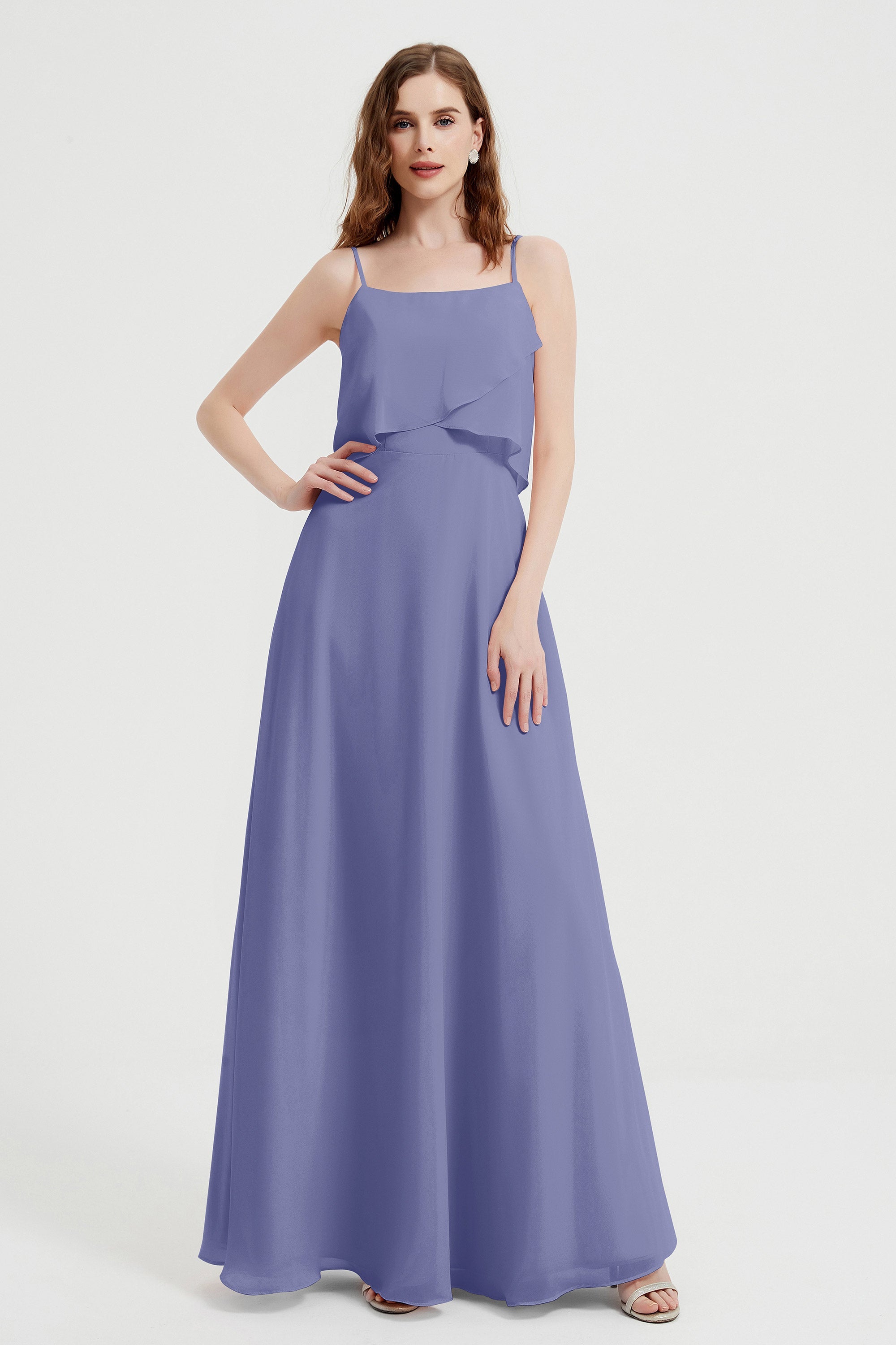 Spaghetti Straps Chiffon Bridesmaid Dress Formal Evening Floor Length Dresses Gowns