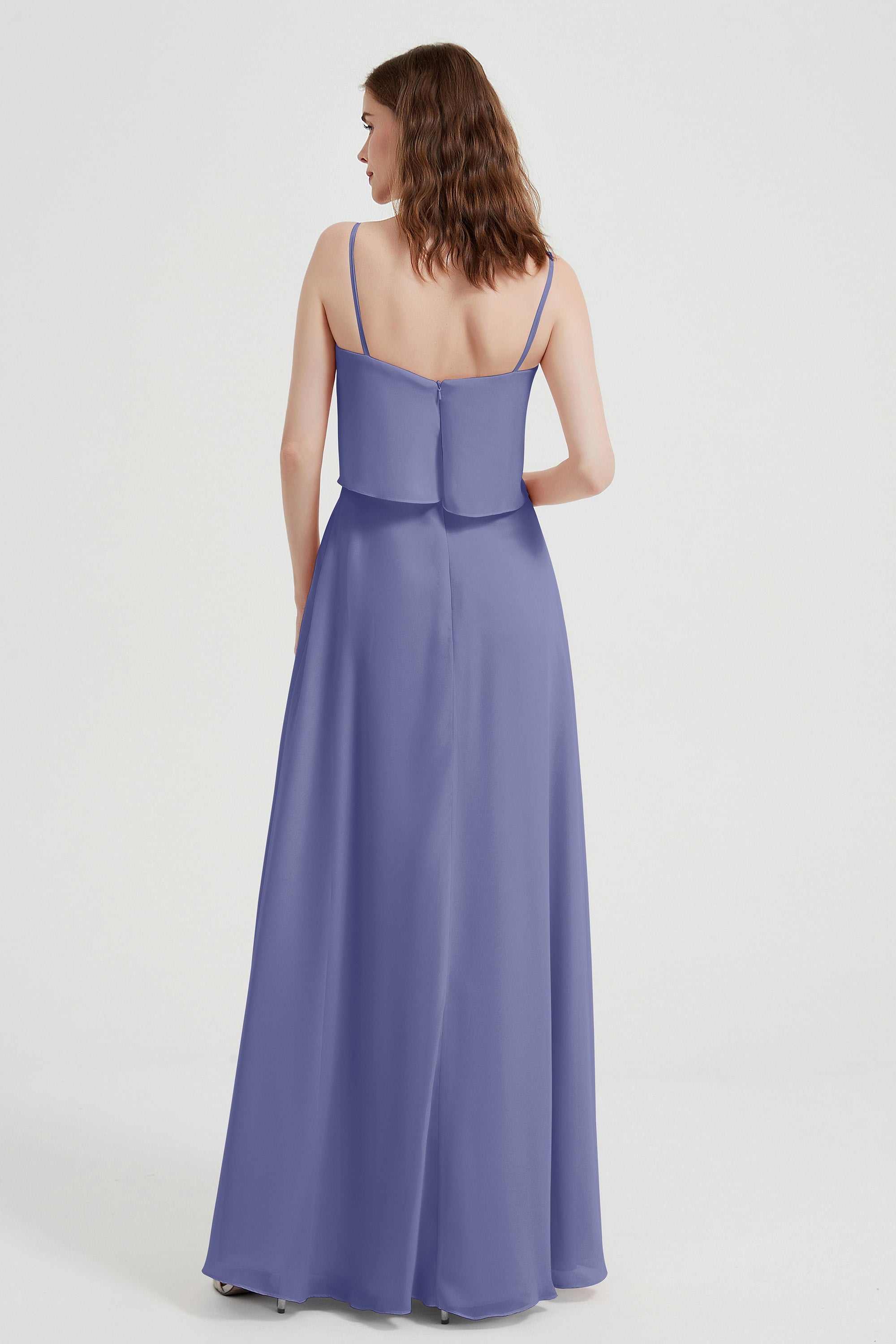 Spaghetti Straps Chiffon Bridesmaid Dress Formal Evening Floor Length Dresses Gowns