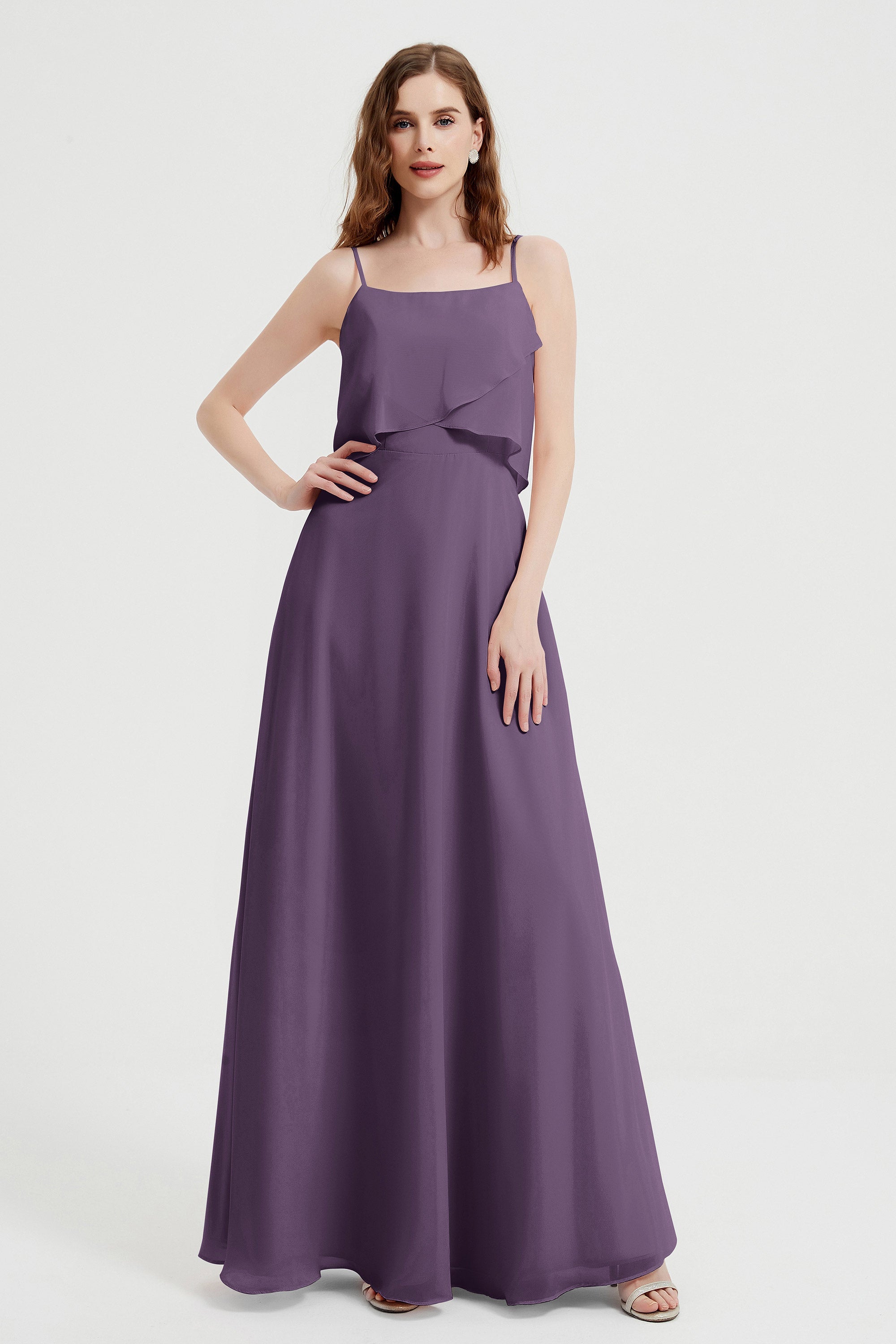 Spaghetti Straps Chiffon Bridesmaid Dress Formal Evening Floor Length Dresses Gowns