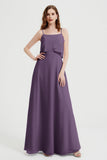 Spaghetti Straps Chiffon Bridesmaid Dress Formal Evening Floor Length Dresses Gowns