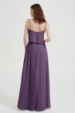 Spaghetti Straps Chiffon Bridesmaid Dress Formal Evening Floor Length Dresses Gowns