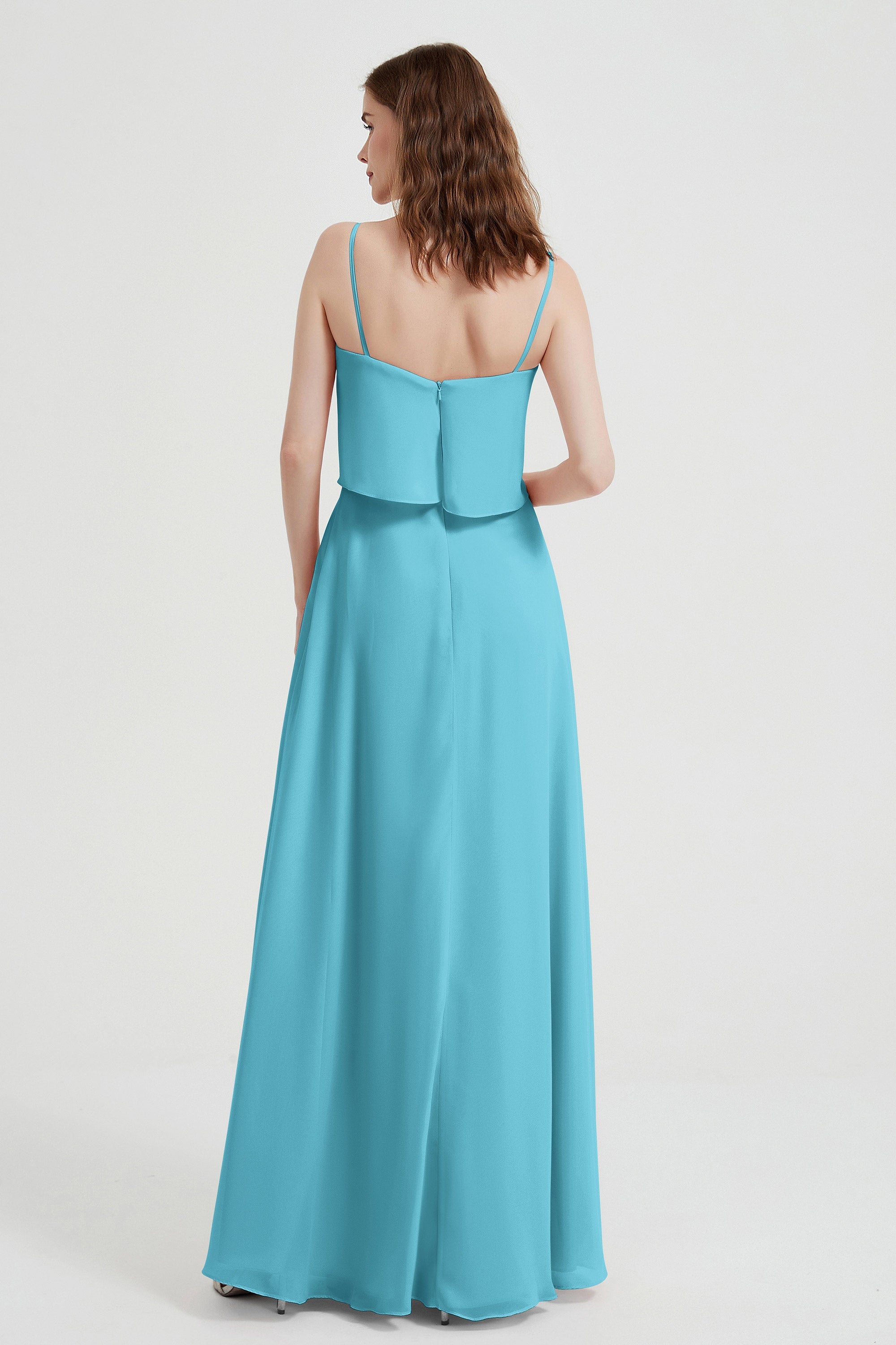 Spaghetti Straps Chiffon Bridesmaid Dress Formal Evening Floor Length Dresses Gowns