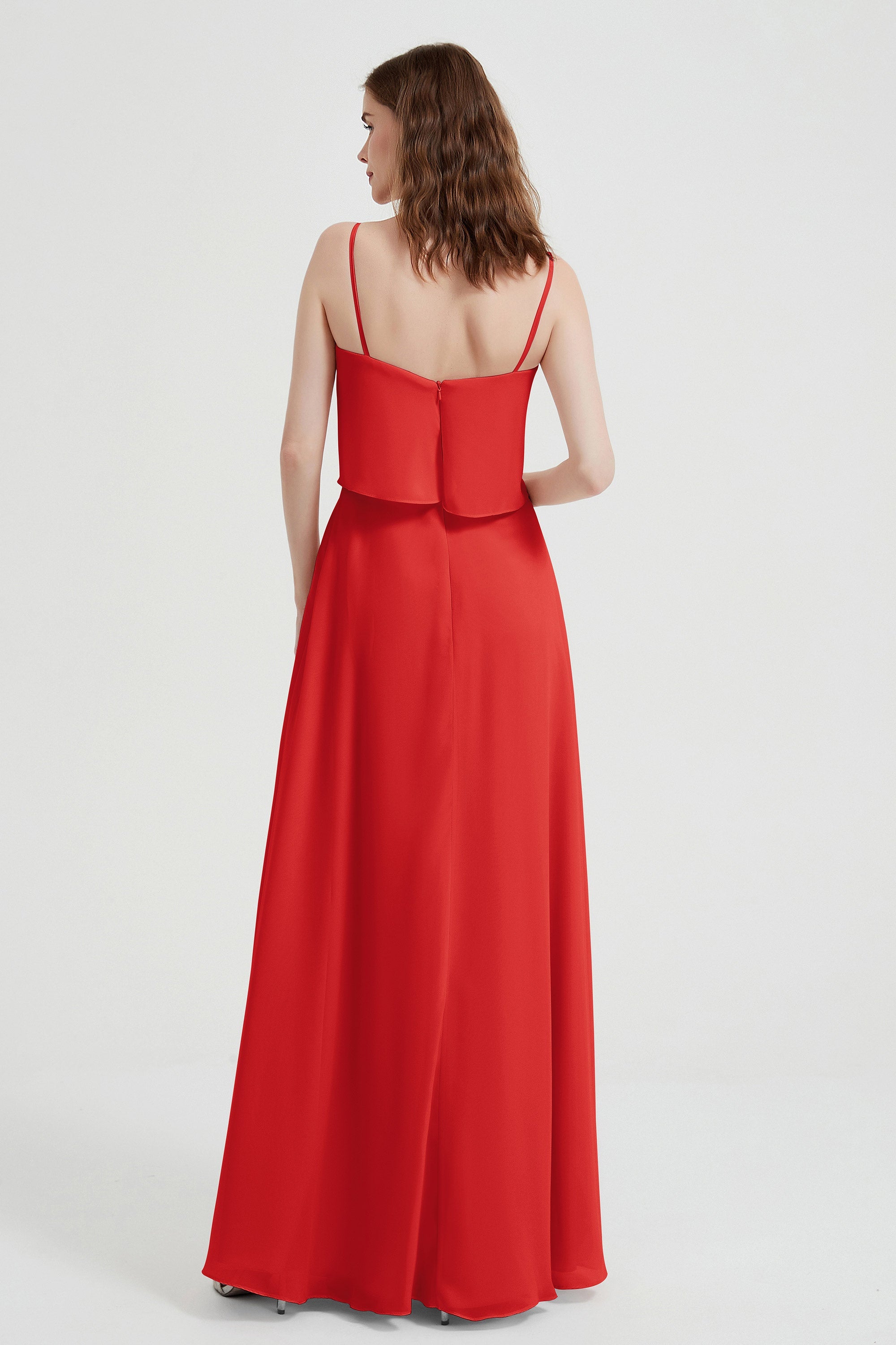 Spaghetti Straps Chiffon Bridesmaid Dress Formal Evening Floor Length Dresses Gowns