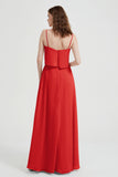 Spaghetti Straps Chiffon Bridesmaid Dress Formal Evening Floor Length Dresses Gowns