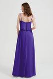 Spaghetti Straps Chiffon Bridesmaid Dress Formal Evening Floor Length Dresses Gowns