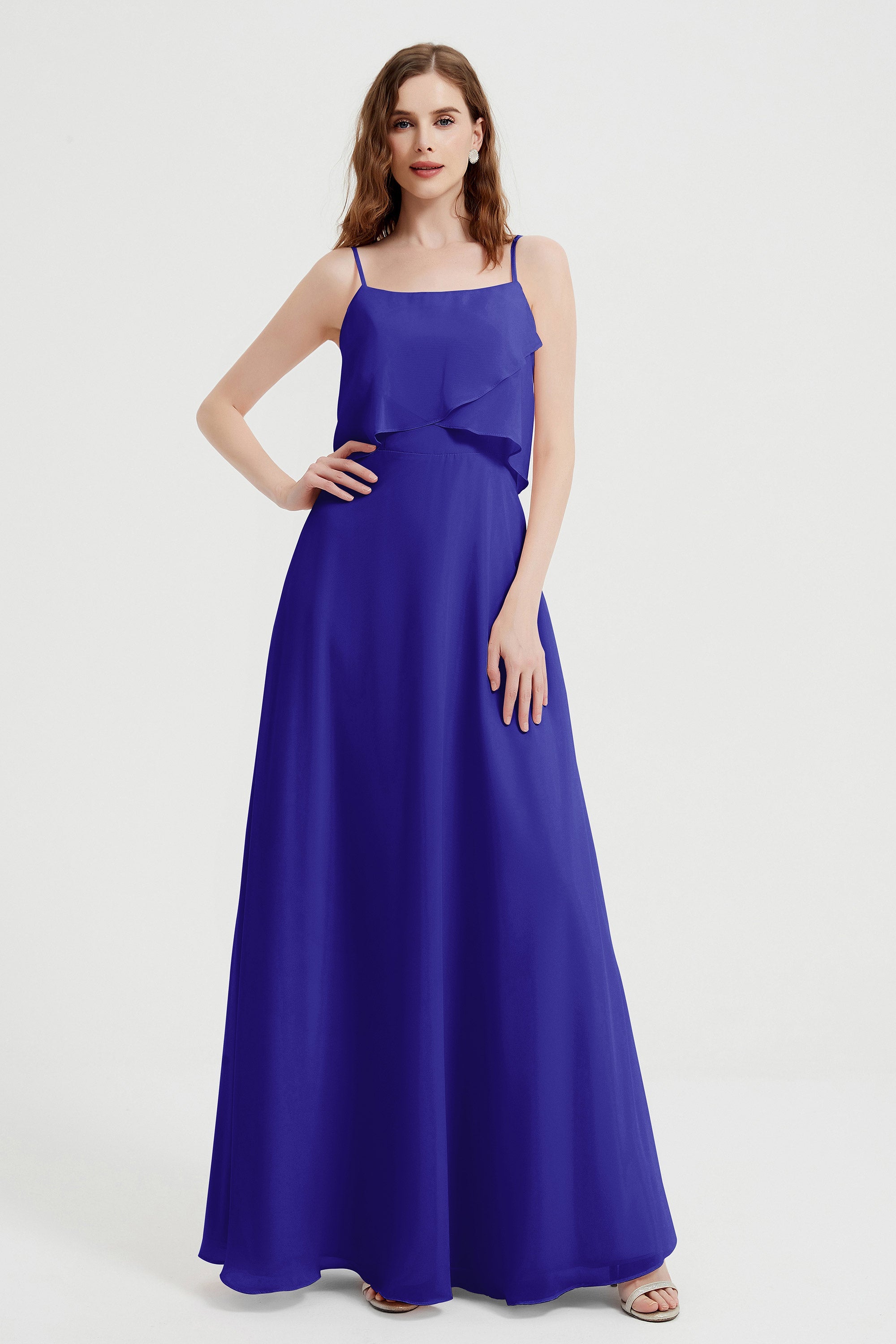 Spaghetti Straps Chiffon Bridesmaid Dress Formal Evening Floor Length Dresses Gowns