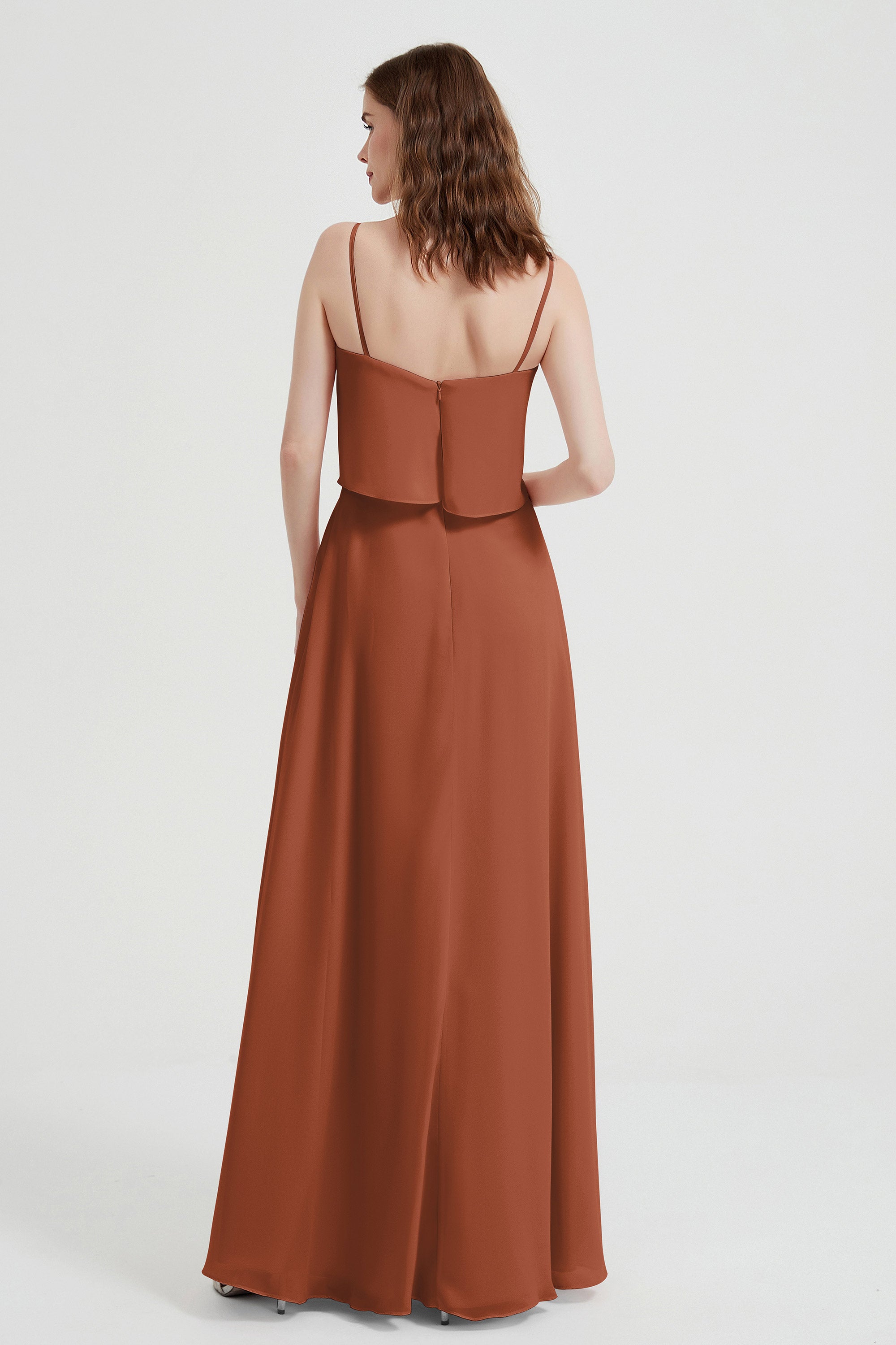 Spaghetti Straps Chiffon Bridesmaid Dress Formal Evening Floor Length Dresses Gowns