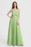 Spaghetti Straps Chiffon Bridesmaid Dress Formal Evening Floor Length Dresses Gowns