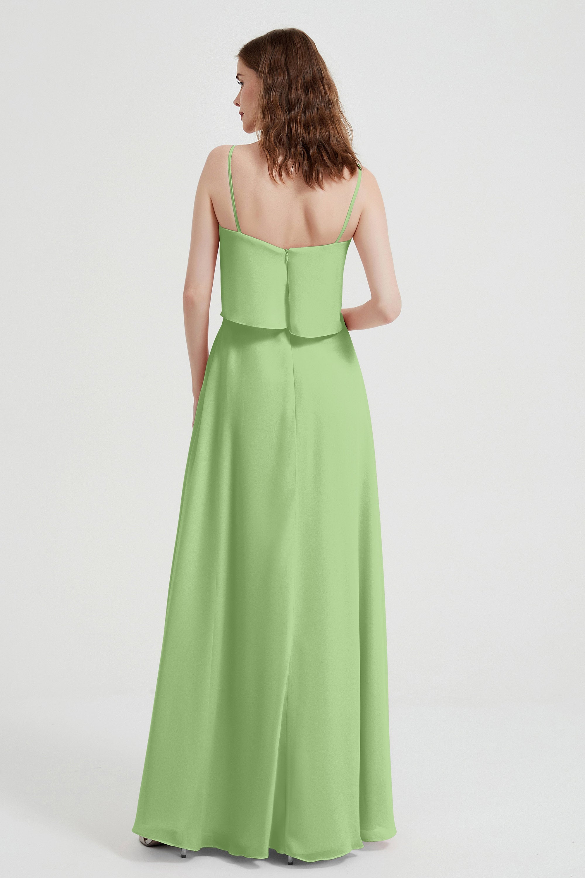 Spaghetti Straps Chiffon Bridesmaid Dress Formal Evening Floor Length Dresses Gowns