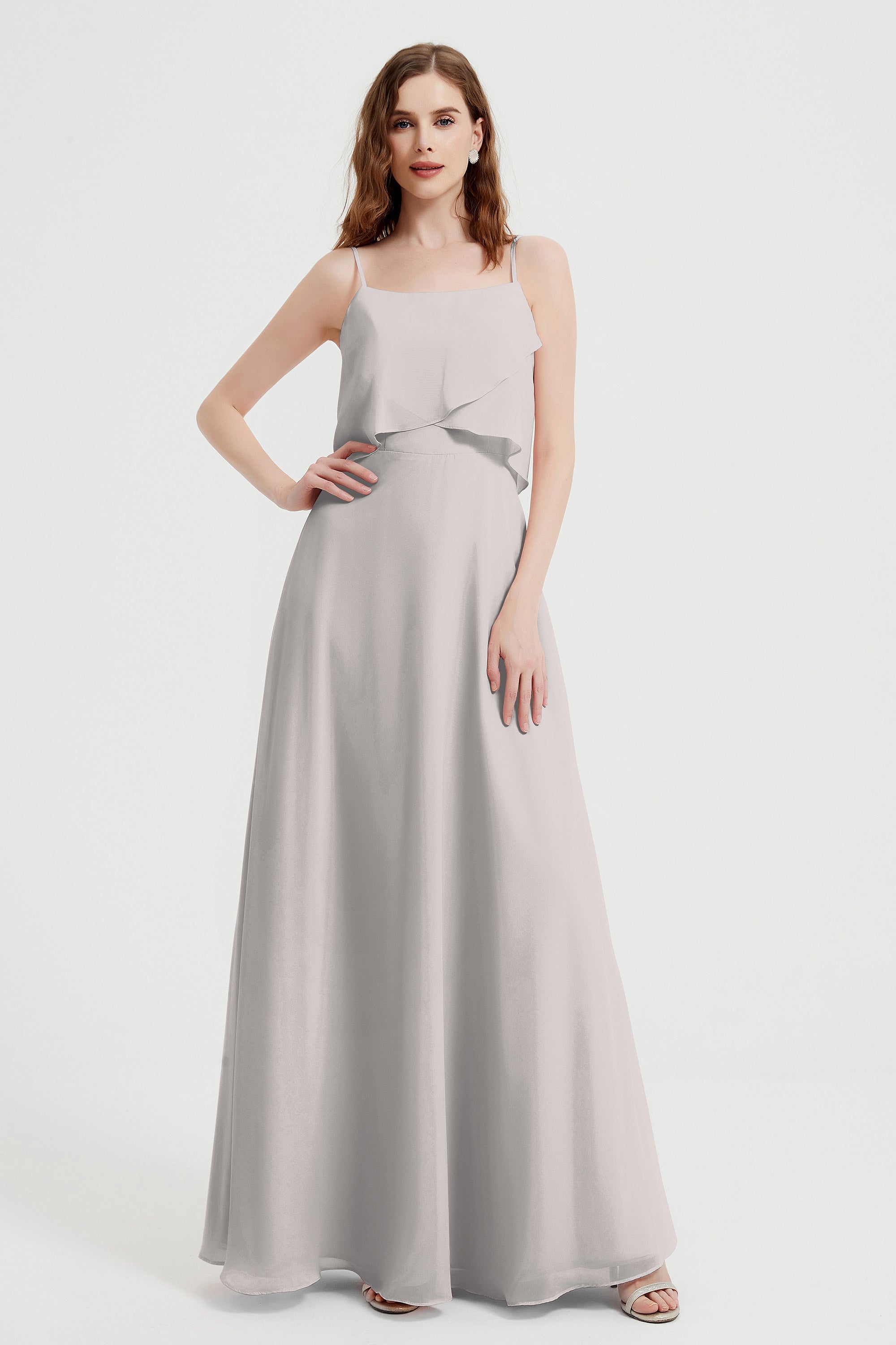 Spaghetti Straps Chiffon Bridesmaid Dress Formal Evening Floor Length Dresses Gowns