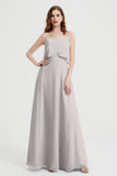 Spaghetti Straps Chiffon Bridesmaid Dress Formal Evening Floor Length Dresses Gowns